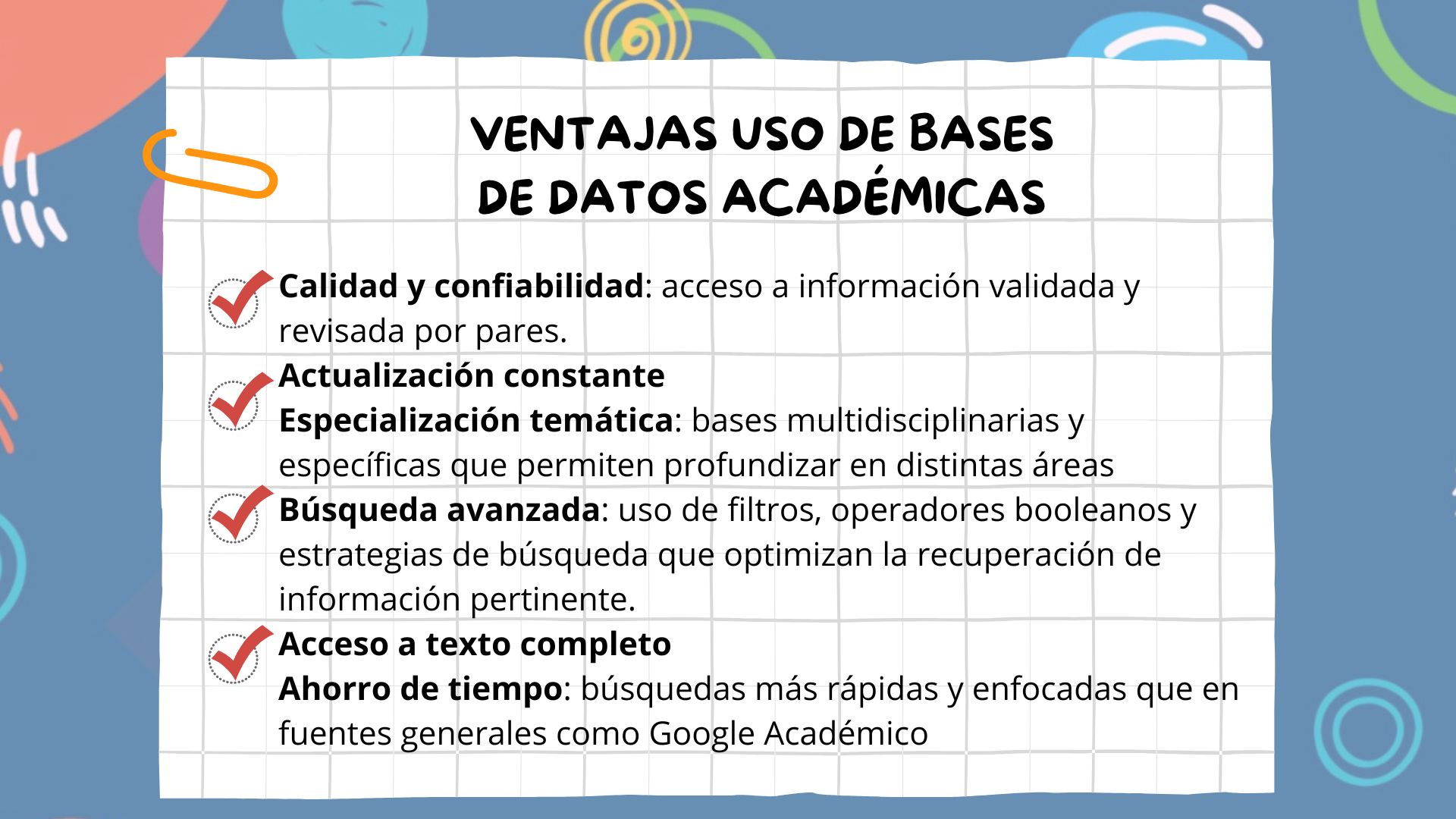 Enumera ventajas de utilizar repositorios virtuales académicos